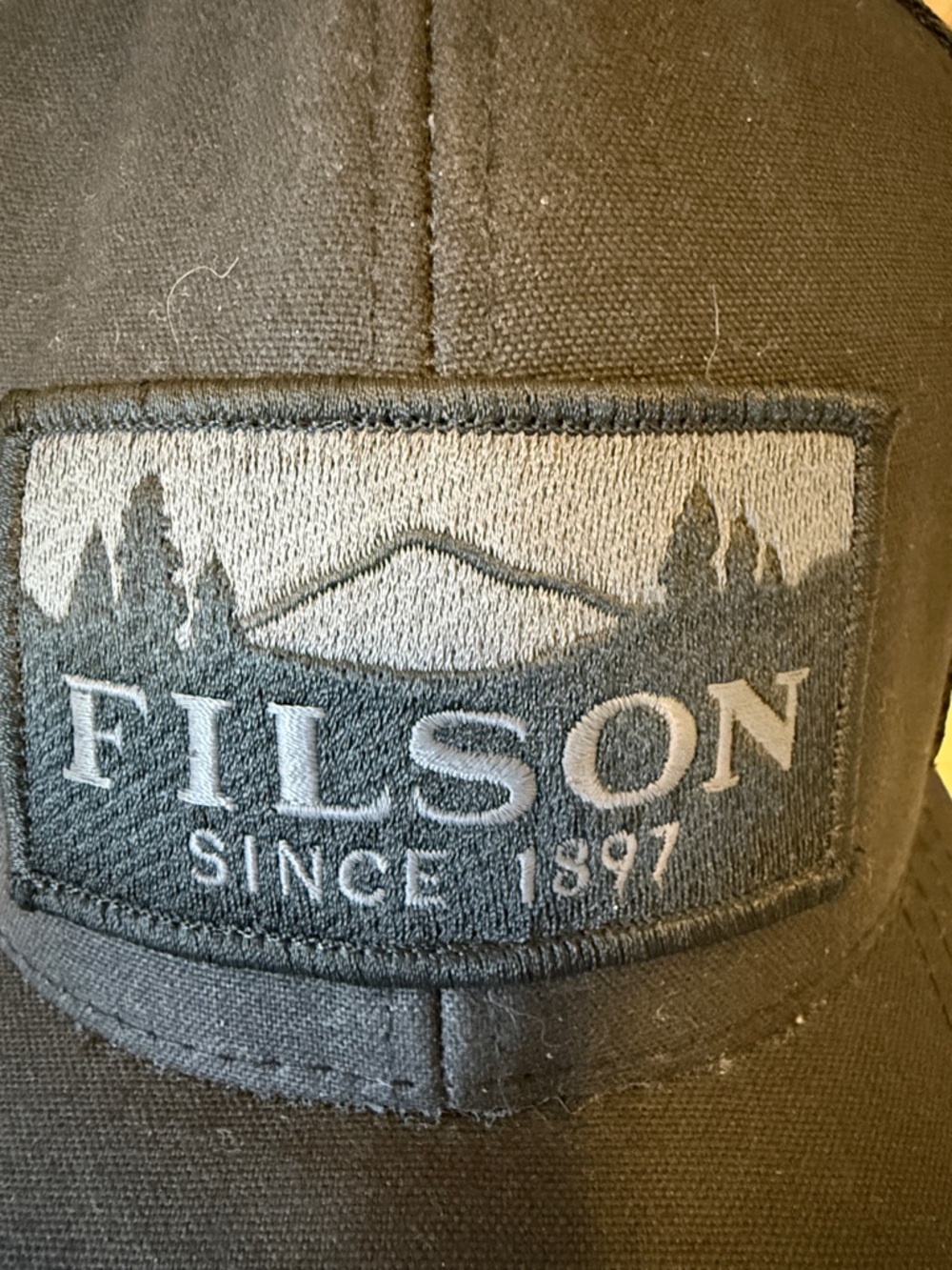 Filson Black Logo Patch Trucker Hat - Picture 2 of 7